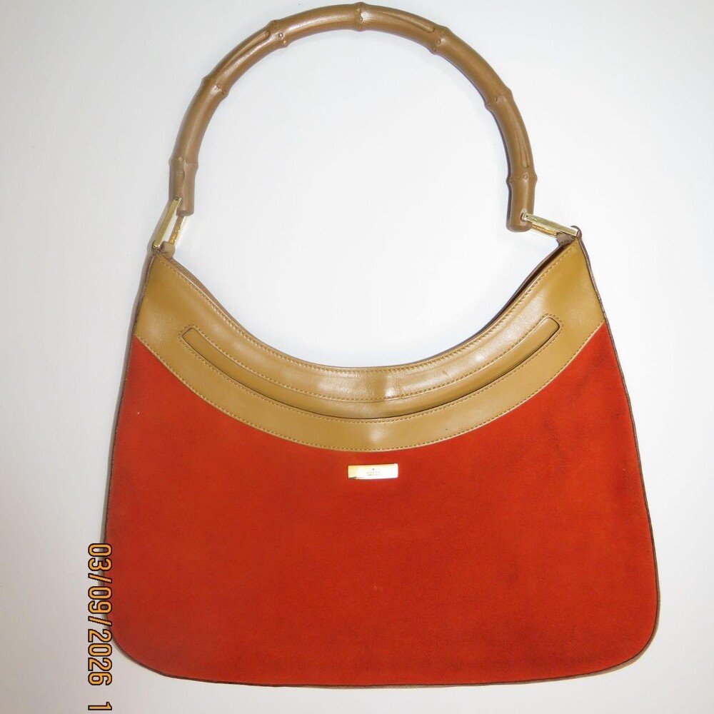 Gucci Vintage Bamboo Suede Shoulder A 7 A 6